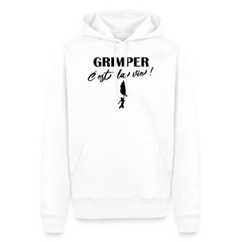 Grimper c'est la vie citations escalade grimpeur - Sweat à capuche Premium bio Homme - blanc - Devant - Nico (187cm)
