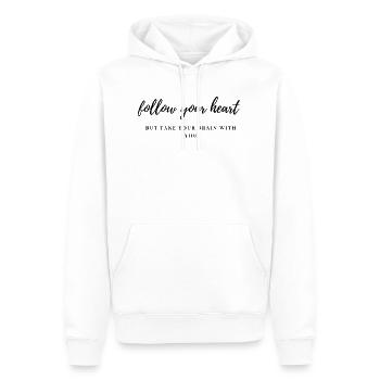 follow your heart - but take your brain with you - Men’s Premium Organic Hoodie - white - Front - Nico (187cm)