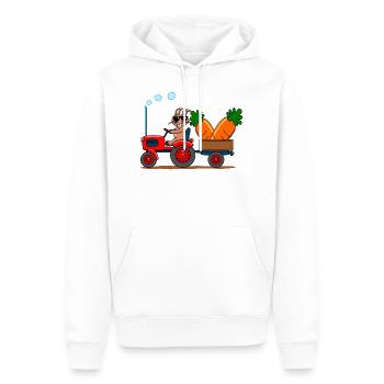 Lapin frais sur tracteur avec des carottes géantes - Sweat à capuche Premium bio Homme - blanc - Devant - Nico (187cm)