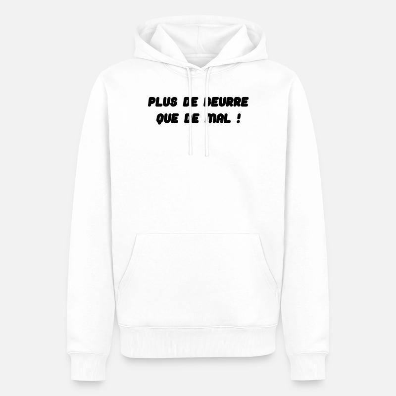 Bretagne - Plus de beurre ... - Sweat à capuche Premium bio Homme - blanc