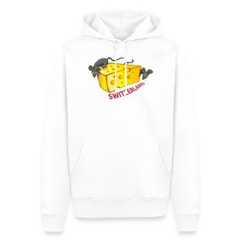 Souris avec Swiss Chese - Sweat à capuche Premium bio Homme - blanc - Devant - Nico (187cm)
