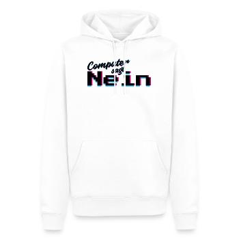 computerSagtNein Legendäres Zitat aus der Serie LB - Männer Premium Bio Hoodie - Weiß - Vorne - Nico (187cm)