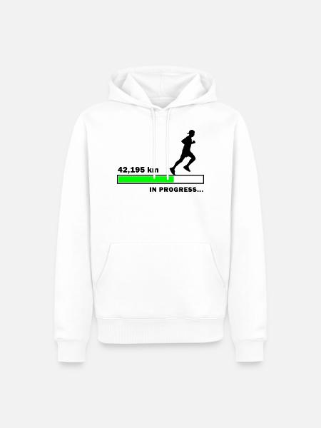 42,195 km en cours - Sweat à capuche Premium bio Homme - blanc