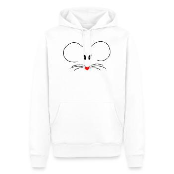 Maus mit roter Herz-Nase. süß - Männer Premium Bio Hoodie - Weiß - Vorne - Nico (187cm)