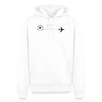 Love is Traveling - Sweat à capuche Premium bio Homme - blanc - Devant - Nico (187cm)