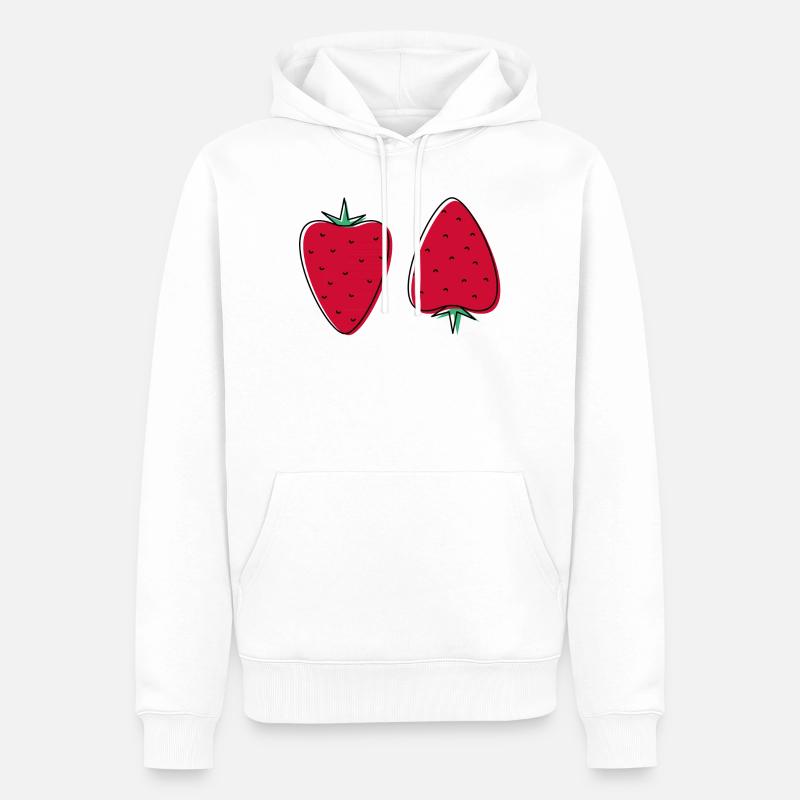 Zwei abstrakte Erdbeeren - Männer Premium Bio Hoodie - Weiß