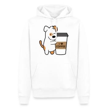 Hund Kaffee - Männer Premium Bio Hoodie - Weiß - Vorne - Nico (187cm)