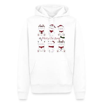 Chats Noël Joyeux Noël - Sweat à capuche Premium bio Homme - blanc - Devant - Nico (187cm)