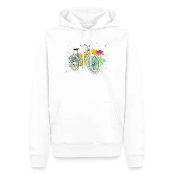 Fahrrad bunte Wasserfarben im Frühling und Sommer - Männer Premium Bio Hoodie - Weiß - Vorne - Nico (187cm)