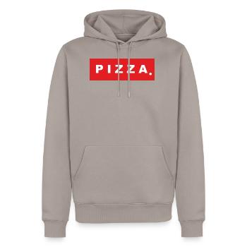 PIZZA / RED-WHITE - Men’s Premium Organic Hoodie - taupe - Front - Nico (187cm)