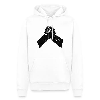 Poignée de main - Sweat à capuche Premium bio Homme - blanc - Devant - Nico (187cm)