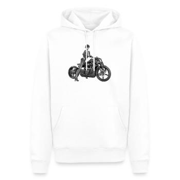 Biker girl, Sexy Frau mit Motorrad - Männer Premium Bio Hoodie - Weiß - Vorne - Nico (187cm)