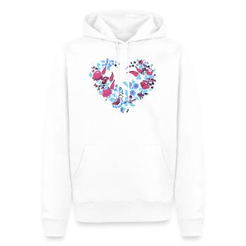 hungarian flowers, flower heart, heart, wreath, purple - Men’s Premium Organic Hoodie - white - Front - Nico (187cm)