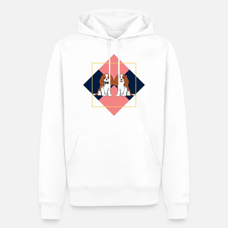 Treillis Cavalier Roi Charles Épagneul - Sweat à capuche Premium bio Homme - blanc