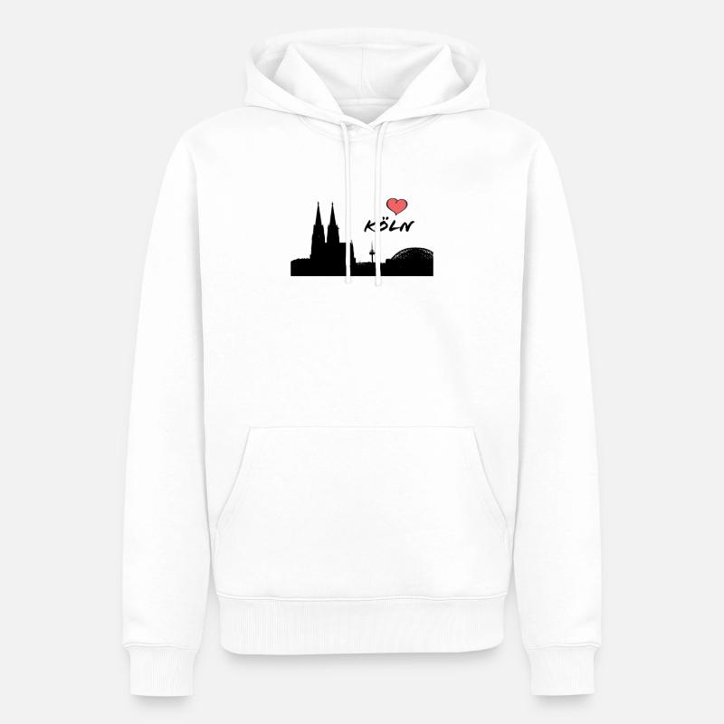 Ich liebe Köln - Silhouette Kölner Dom - Heimat - Männer Premium Bio Hoodie - Weiß