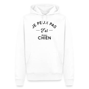 Je peux pas j'ai mon chien - Sweat à capuche Premium bio Homme - blanc - Devant - Nico (187cm)