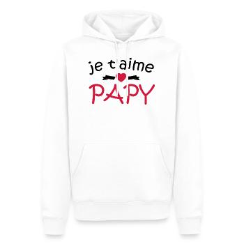 je t'aime papy - Sweat à capuche Premium bio Homme - blanc - Devant - Nico (187cm)
