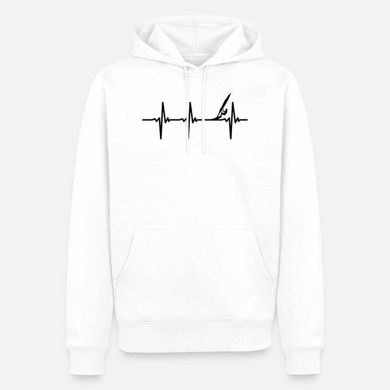 Herzschlag Windsurfen - Männer Premium Bio Hoodie - Weiß