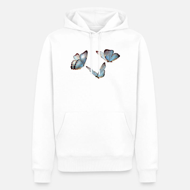 Papillons - Sweat à capuche Premium bio Homme - blanc