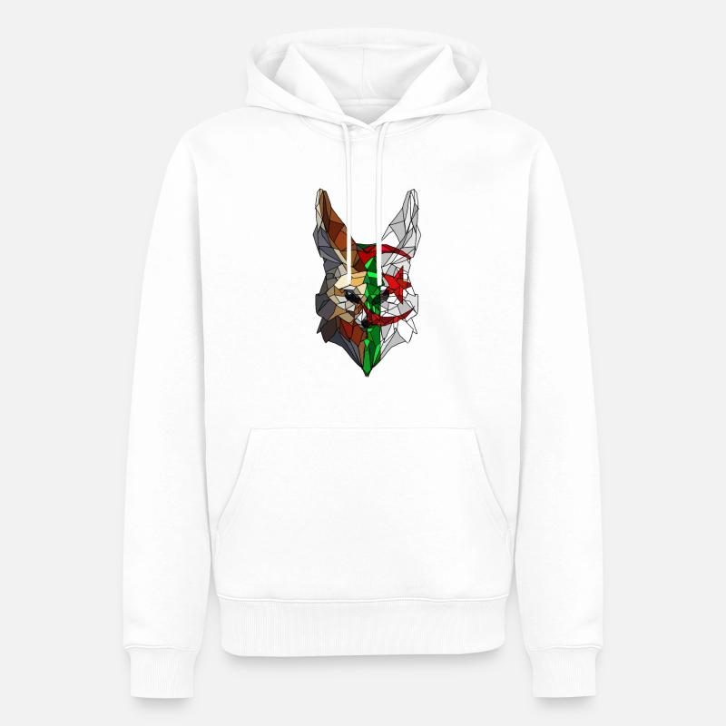 Fennec et drapeau de l'Algérie en polysphère - Sweat à capuche Premium bio Homme - blanc