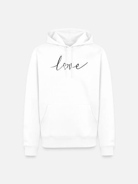 Amor amor letras caligrafía fuente - Sudadera con capucha prémium ecológica para hombre - blanco