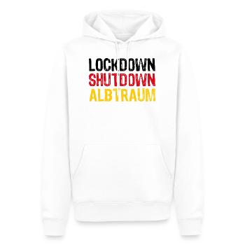 Lockdown Deutschland Widerstand Demonstration - Männer Premium Bio Hoodie - Weiß - Vorne - Nico (187cm)