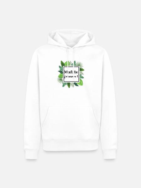 Mafate Tropical J'ai survecu 974 - Ile de la Réuni - Sweat à capuche Premium bio Homme - blanc