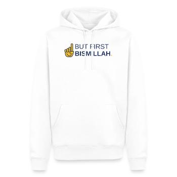 MAIS PREMIER BISMILLAH - T-shirt musulman des Proverbes de l'Islam - Sweat à capuche Premium bio Homme - blanc - Devant - Nico (187cm)