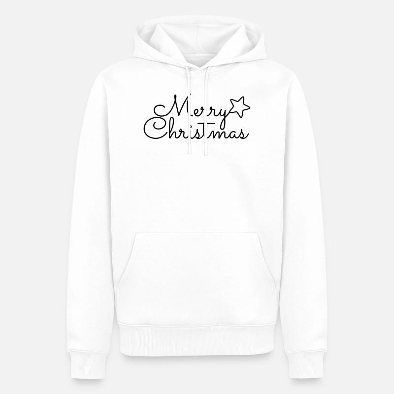 Joyeux Noël cursive Joyeux Noël - Sweat à capuche Premium bio Homme - blanc