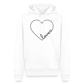 Amour amour coeur coeur ligne - Sweat à capuche Premium bio Homme - blanc - Devant - Nico (187cm)