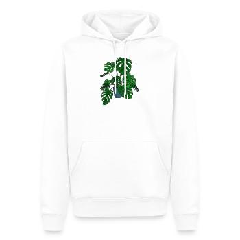 Monstera, Pflanze, Lineart, Plant, Jungle, Vintage - Männer Premium Bio Hoodie - Weiß - Vorne - Nico (187cm)