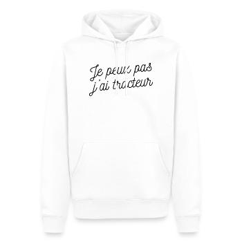 Je peux pas j'ai tracteur - Sweat à capuche Premium bio Homme - blanc - Devant - Nico (187cm)