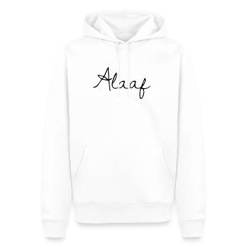 Alaaf Schriftzug schwarz - Männer Premium Bio Hoodie - Weiß - Vorne - Nico (187cm)