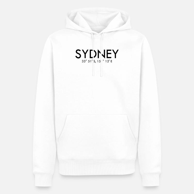 Sydney - Australie Coordonnées Latitude Longitude - Sweat à capuche Premium bio Homme - blanc