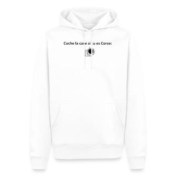 Es-tu corse? - Sweat à capuche Premium bio Homme - blanc - Devant - Nico (187cm)