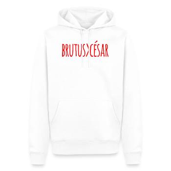Brutus> Caesar Brutus superior to Caesar (red) - Men’s Premium Organic Hoodie - white - Front - Nico (187cm)