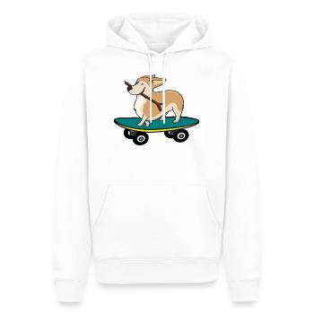 Un chien sur un skateboard - Sweat à capuche Premium bio Homme - blanc - Devant - Nico (187cm)