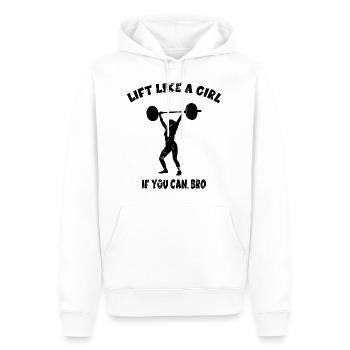 Bodybuilder GYM Fitness Fille Femme musculation - Sweat à capuche Premium bio Homme - blanc - Devant - Nico (187cm)