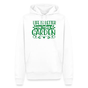 Das Leben ist besser im Garten - Männer Premium Bio Hoodie - Weiß - Vorne - Nico (187cm)