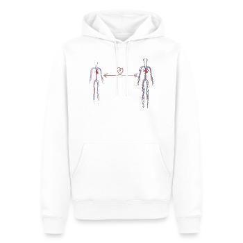 Cadeau d'amour Saint Valentin corps coeur - Sweat à capuche Premium bio Homme - blanc - Devant - Nico (187cm)