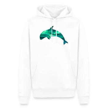 Orca/Killerwal mit Nordlicht-Effekt - Männer Premium Bio Hoodie - Weiß - Vorne - Nico (187cm)