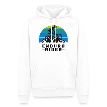 Enduro Rider - Mountainbiker Silhouette - Männer Premium Bio Hoodie - Weiß - Vorne - Nico (187cm)