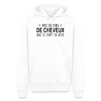 Pas besoin de cheveux avec ce corps de rêve - Sweat à capuche Premium bio Homme - blanc - Devant - Nico (187cm)