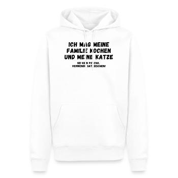 Ich mag meine Familie kochen und meine Katze. - Männer Premium Bio Hoodie - Weiß - Vorne - Nico (187cm)