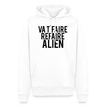 VA T'FAIRE REFAIRE ALIEN - Sweat à capuche Premium bio Homme - blanc - Devant - Nico (187cm)