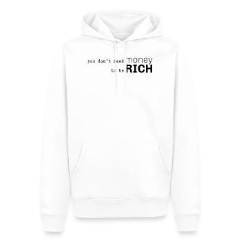 tu n’as pas besoin d’argent - Sweat à capuche Premium bio Homme - blanc - Devant - Nico (187cm)