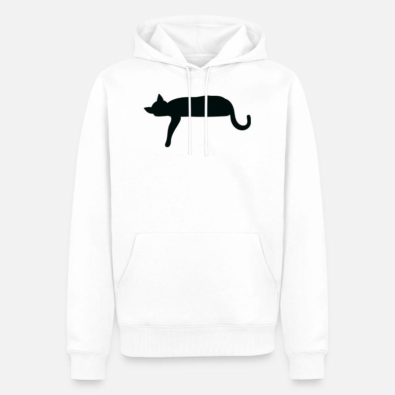 Silhouette de chat s’couchant - Sweat à capuche Premium bio Homme - blanc