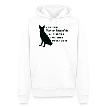 Ja, unsere Deutschen Schäferhunde sind - Männer Premium Bio Hoodie - Weiß - Vorne - Nico (187cm)