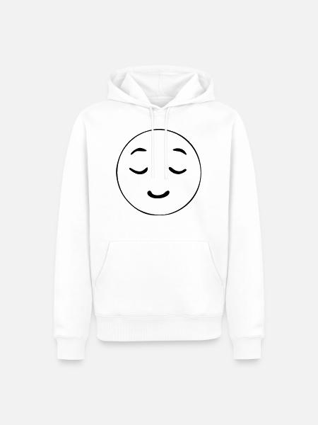 Emoji avslappet skisse svart - Premium økologisk hettegenser for menn - hvit