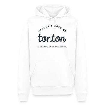 homme humour, humour, cadeau humoristique, tonton - Sweat à capuche Premium bio Homme - blanc - Devant - Nico (187cm)